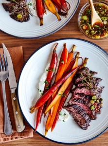 Bavette de b&oelig;uf, carottes glac&eacute;es au miel et ricotta de Minh Phat Tu