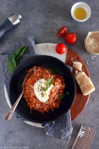 Risotto aux tomates, harissa et burrata